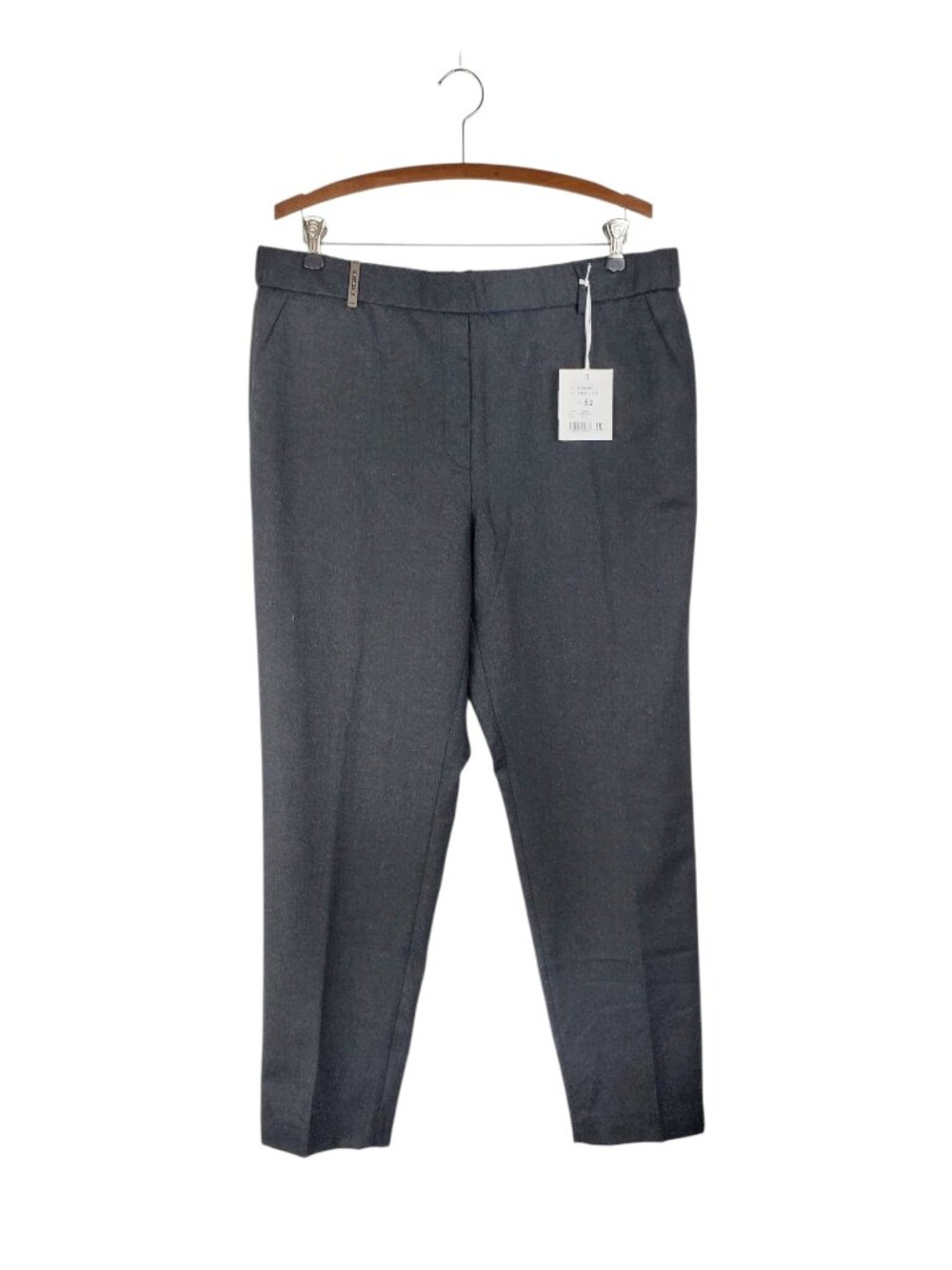 Peserico NWT Pull On Trouser Pants Gray Wool Flannel Farfetch Womens 52 US 16